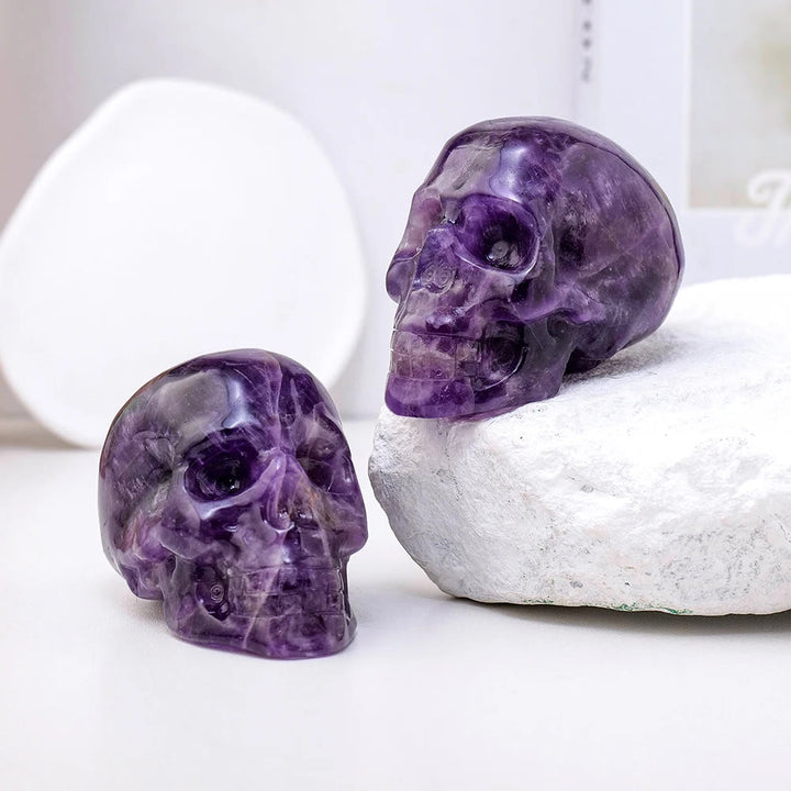 Olivenorma 3inch Amethyst Skull Statue Healing Gemstone Decoration