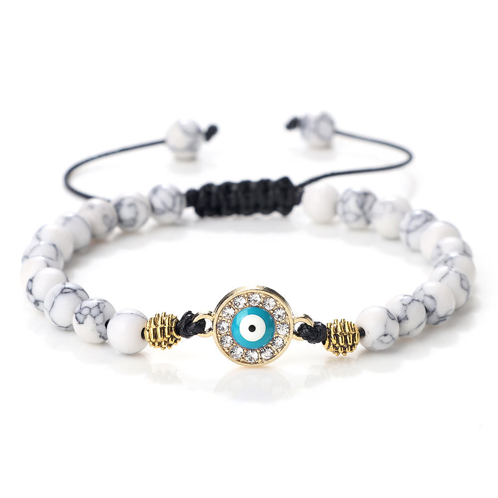 Olivenorma 6mm Natural Stone Zircon Beads Evil Eye Bracelet