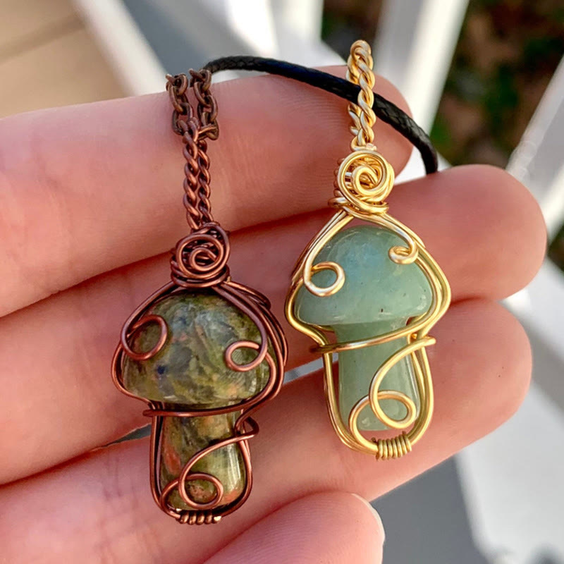 Olivenorma Natural Healing Stone Mushroom Necklace - image 1