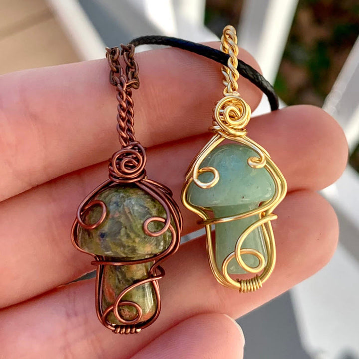Olivenorma Natural Healing Stone Mushroom Necklace - image 1
