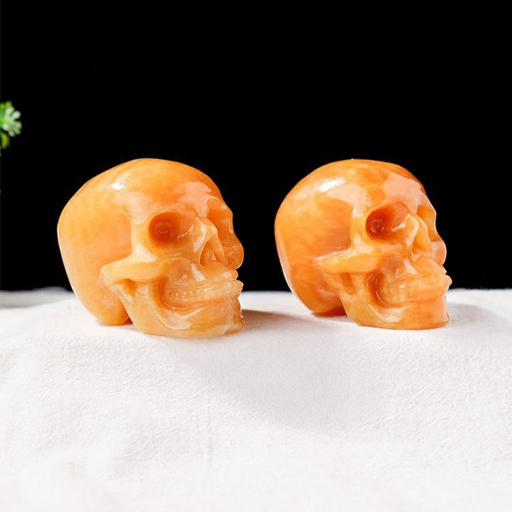 Olivenorma 3inch Yellow Aventurine Skull Head Gemstone Decoration
