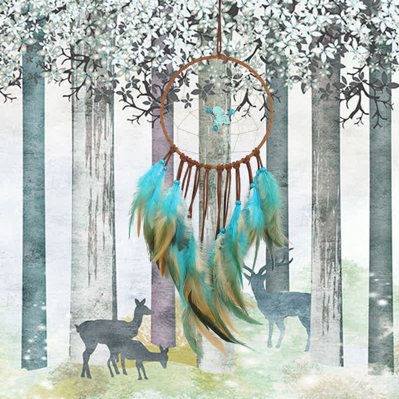 Olivenorma "Dream Knight" - Turquoise Feather Dream Catcher