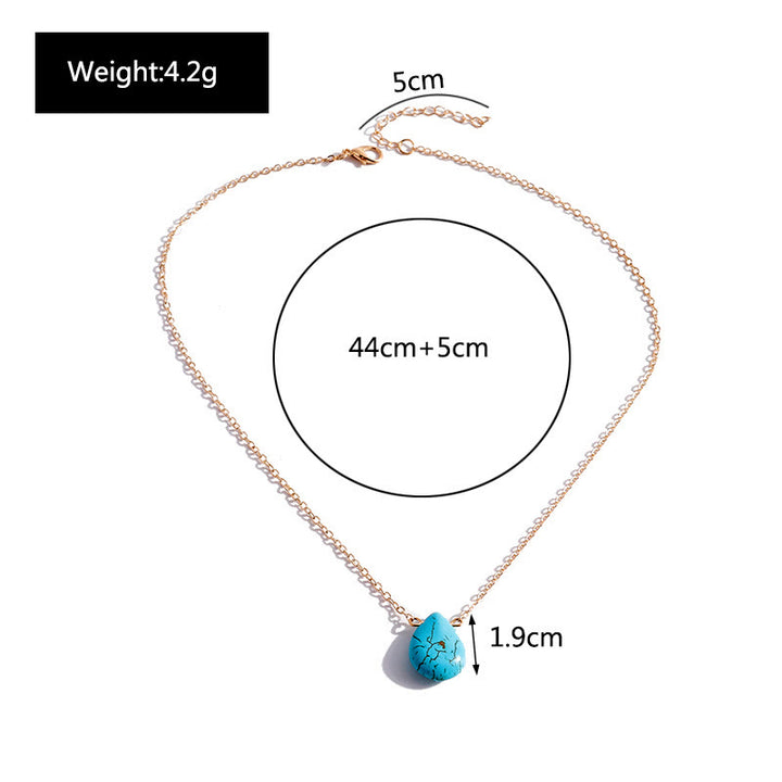 Olivenorma Turquoise Drop Shape Pendant Simple Collarbone Necklace