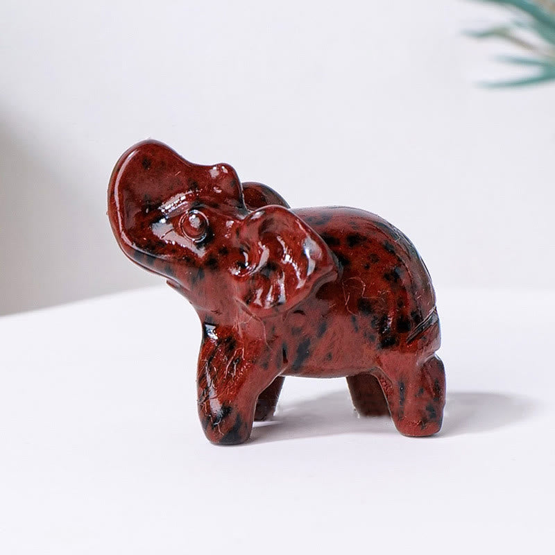 Olivenorma Natural Crystal Elephant Carving Ornament Gemstone Decoration - Red Obsidian - image 28