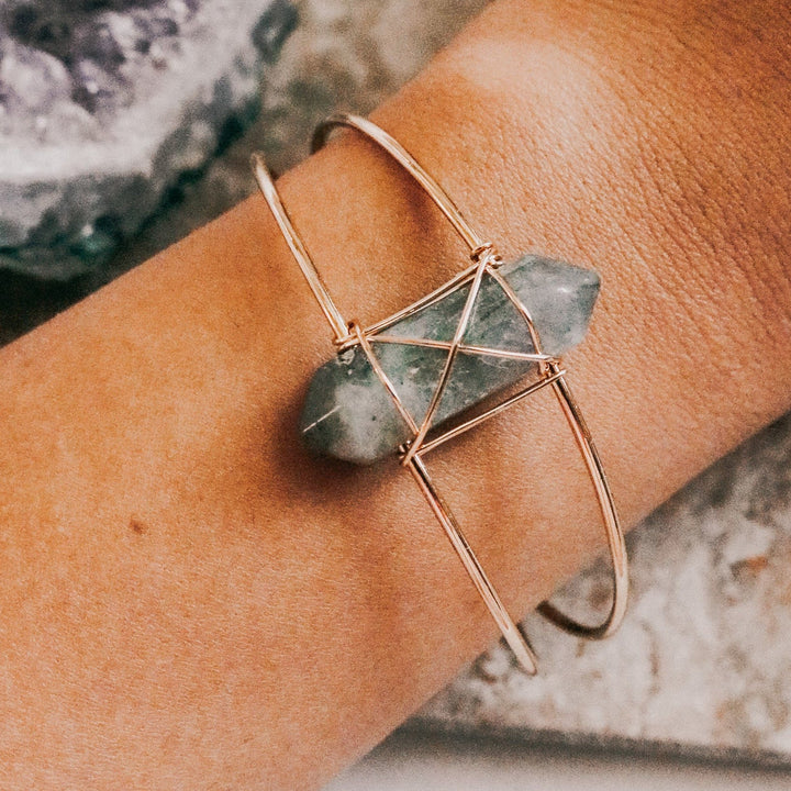 Olivenorma Natural Crystal Hexagon Post Wire Bracelet