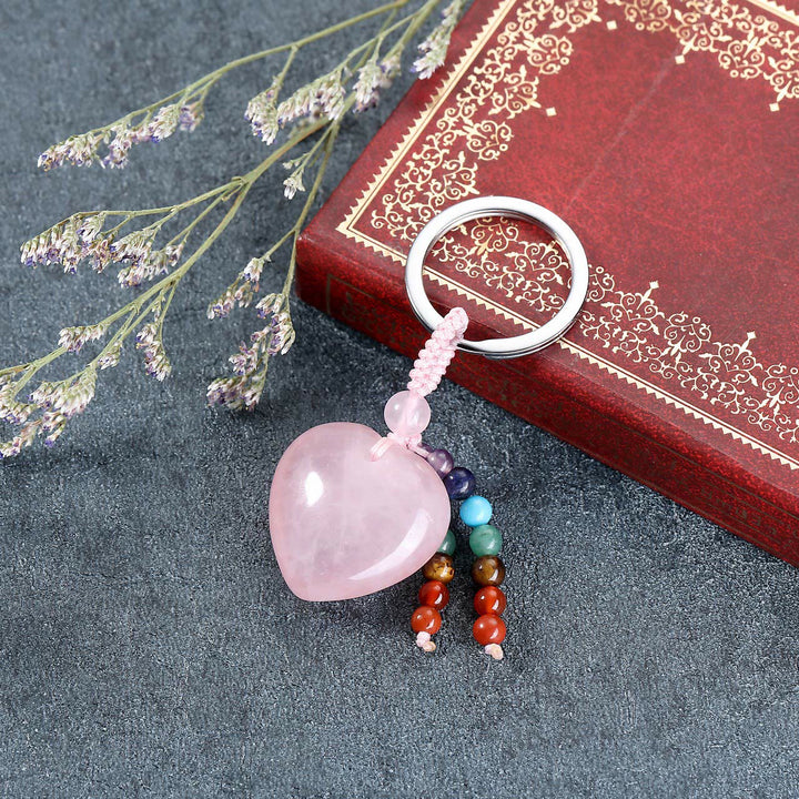 Olivenorma Natural Crystal Heart Keychain