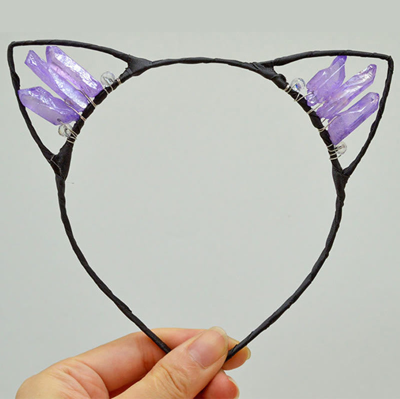 Olivenorma Electroplating Crystal Cat Ears Headband