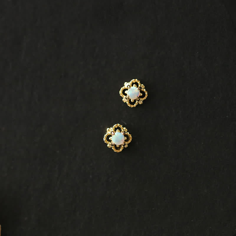 Olivenorma Delicate Vintage Opal Rhombic Earrings