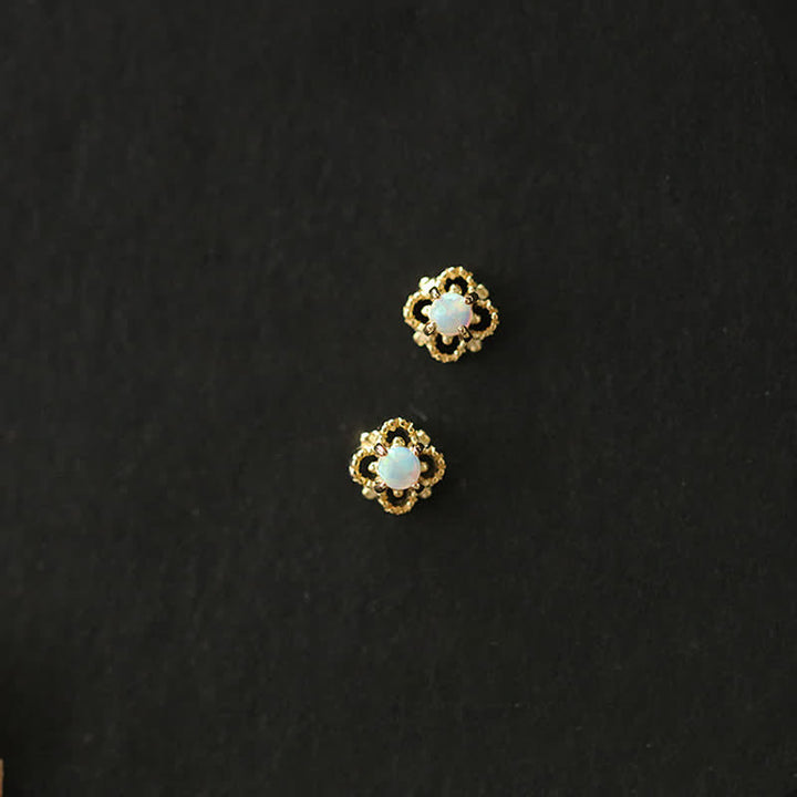 Olivenorma Delicate Vintage Opal Rhombic Earrings