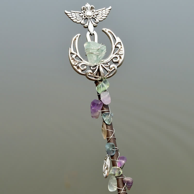 Olivenorma Natural Fairy Moon With Feather Crystal Wands