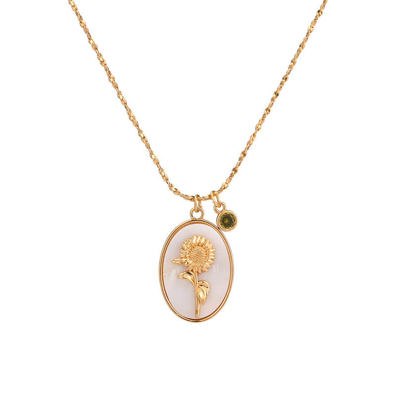 Olivenorma Birth Stone With Birth Flower Necklace - Aug - Poppy - image 8