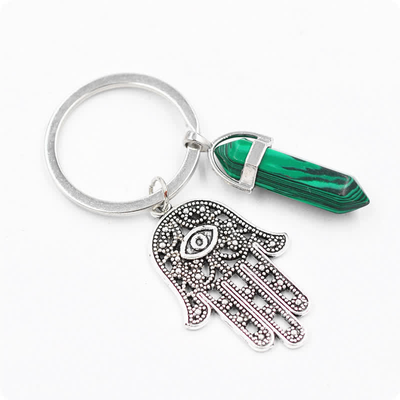 Olivenorma Inspiring Hamsa Hand Crystal Keychain - Malachite - image 21