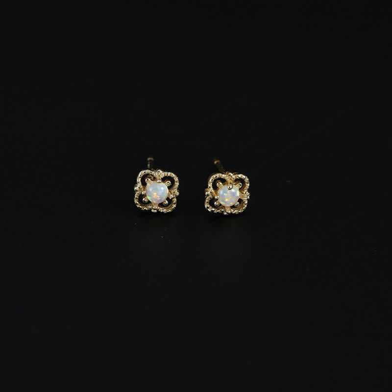 Olivenorma Delicate Vintage Opal Rhombic Earrings