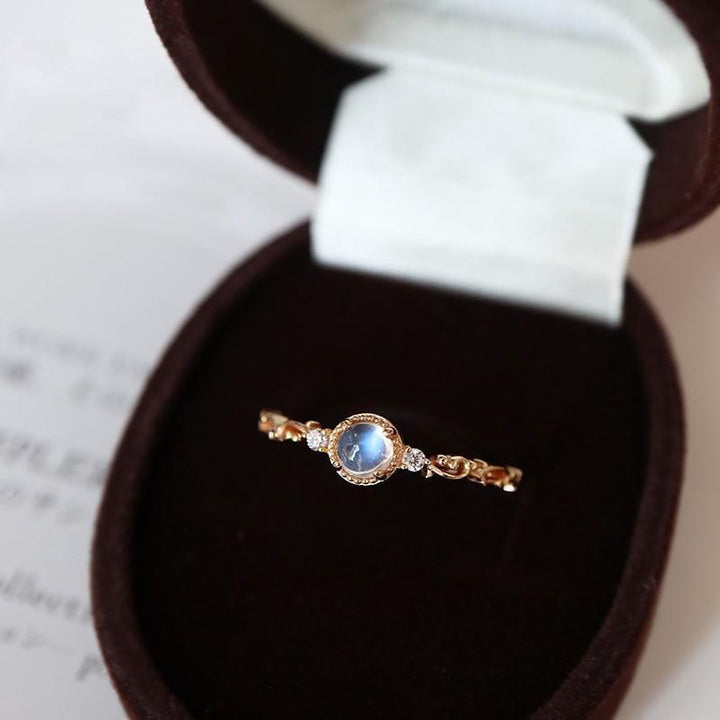 Olivenorma Natural Moonstone Zircon Delicate Ring