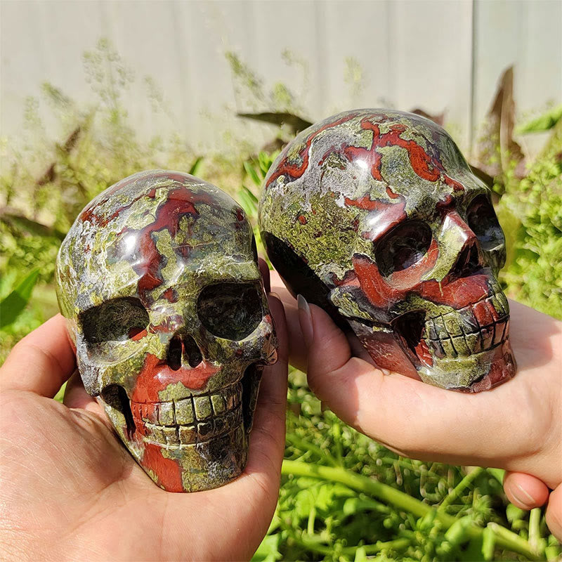 Olivenorma 10cm Dragon Blood Stone Gemstone Decoration Crystal Skull