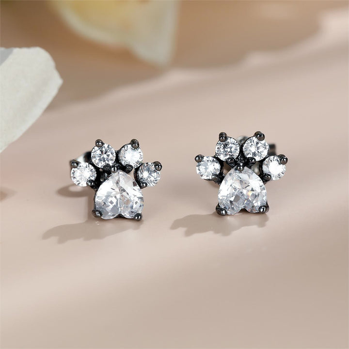 Olivenorma Kawaii Opal White Zircon Kitty Paw Earrings