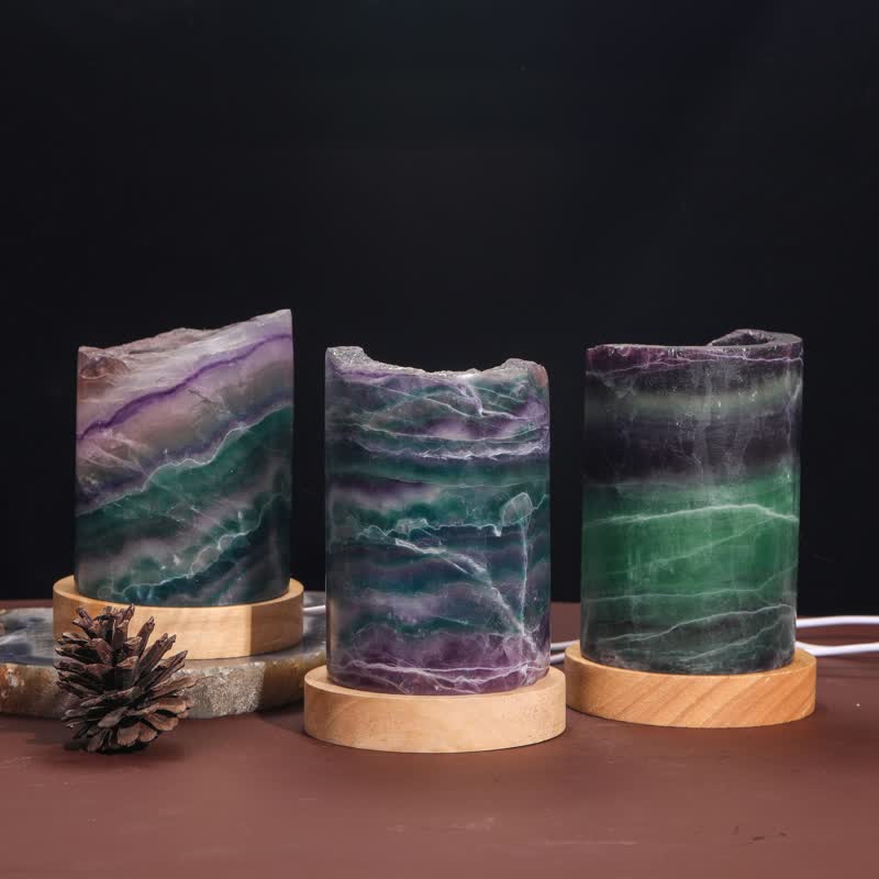 Olivenorma Natural Fluorite Cylinder Crystal Lamp