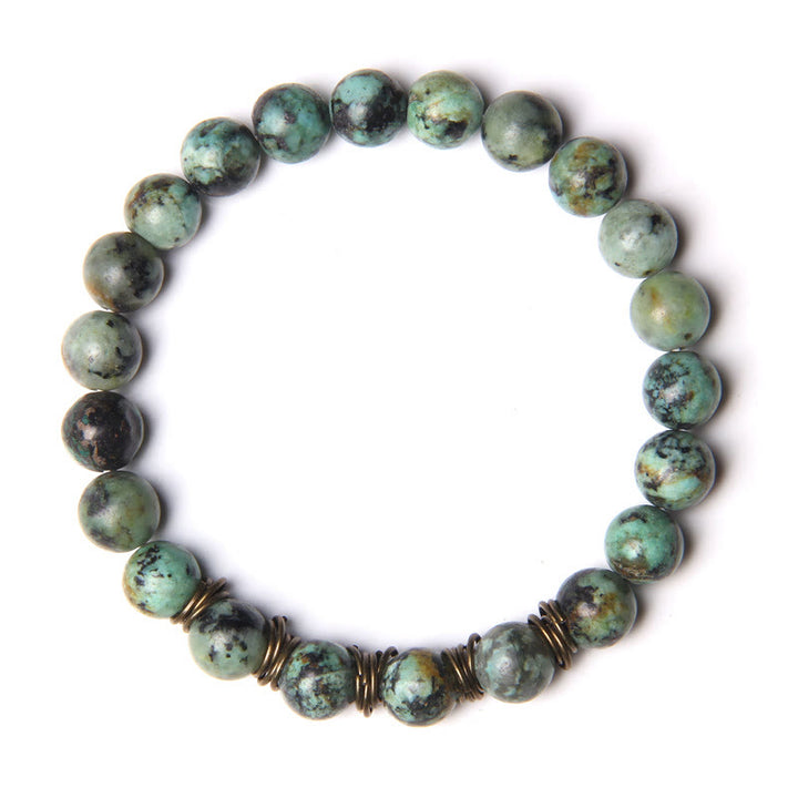 Olivenorma Polished Natural Stone 8mm Bead Stretch Yoga Bracelet