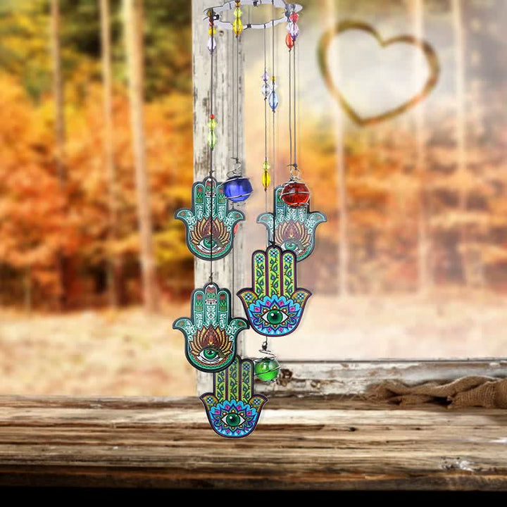 Olivenorma Hamsa Hand Evil Eye Metal Wind Chime