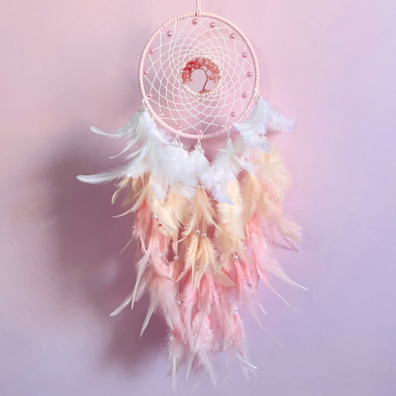 Olivenorma Crystal Tree Of Life Feather Glow Dream Catcher