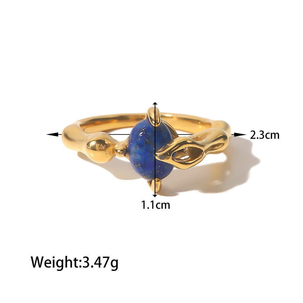 Olivenorma Court Vintage Titanium Steel Lapis Lazuli Ring Set