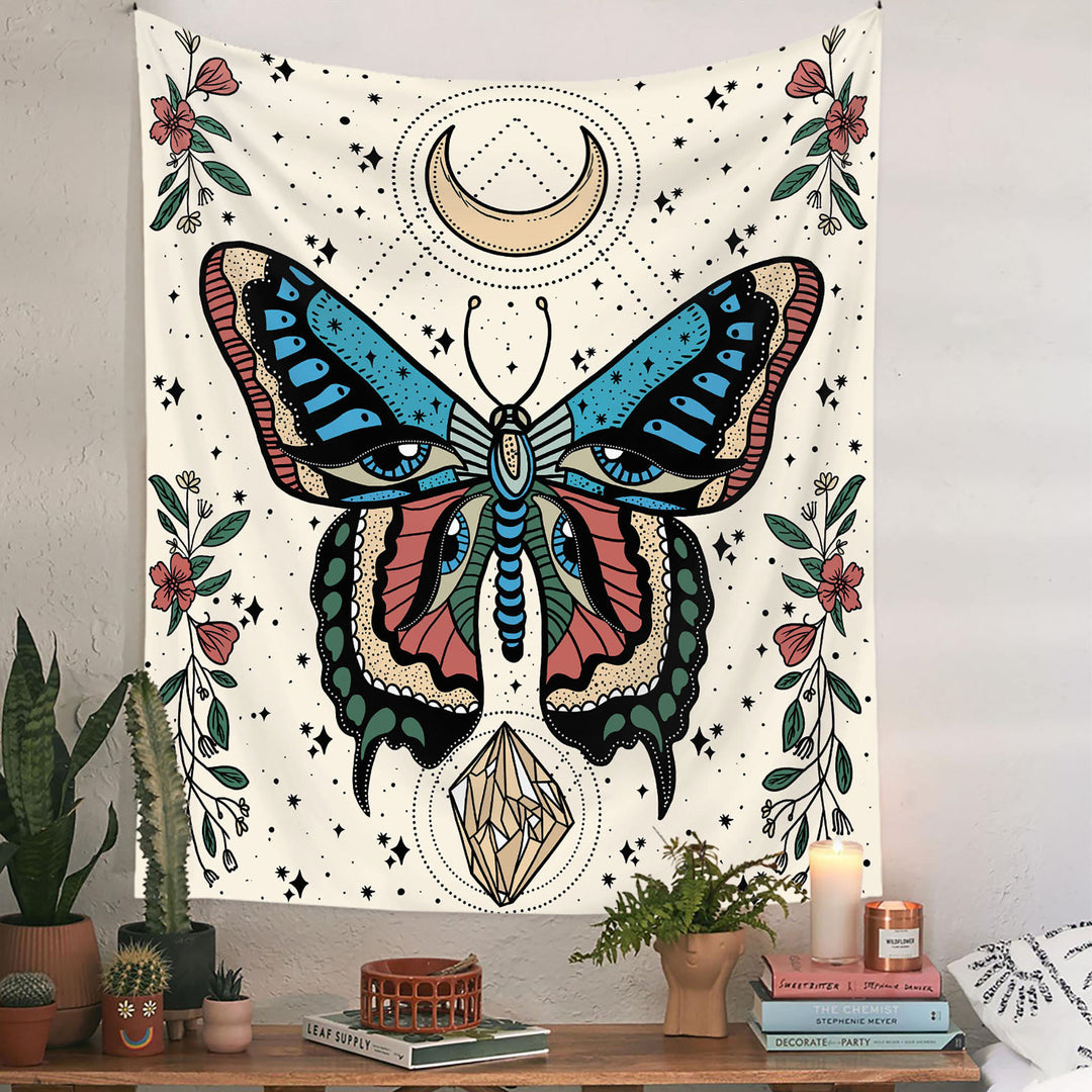 Olivenorma Moth Butterfly Black White Tapestry