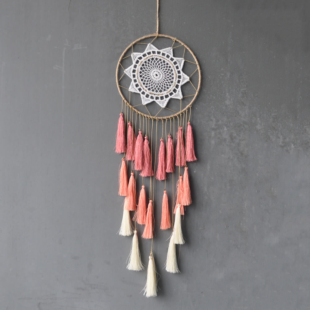 Olivenorma Braided Lace Tassel Pendant Dream Catcher - Pink - image 2