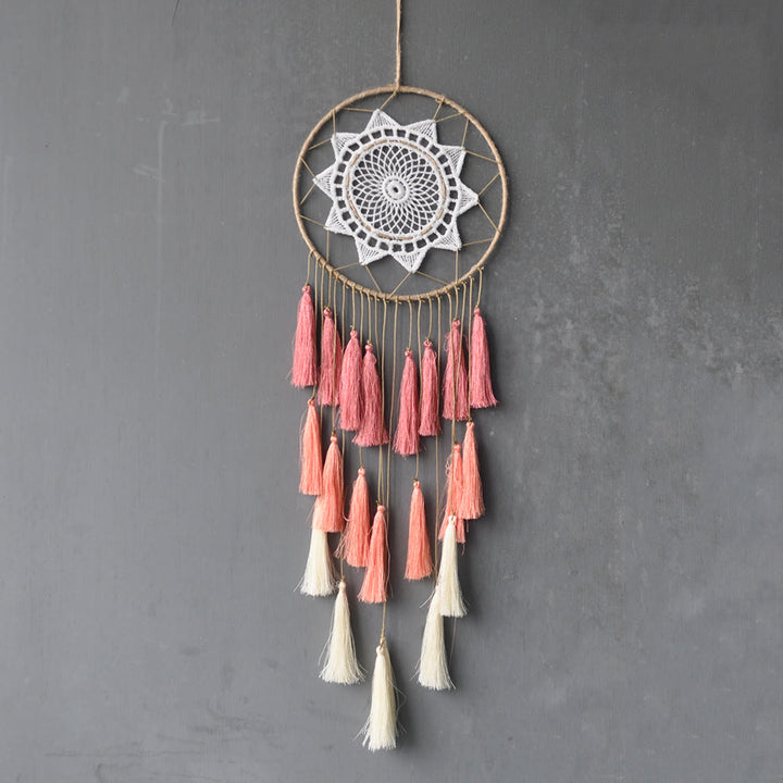Olivenorma Braided Lace Tassel Pendant Dream Catcher - Pink - image 2