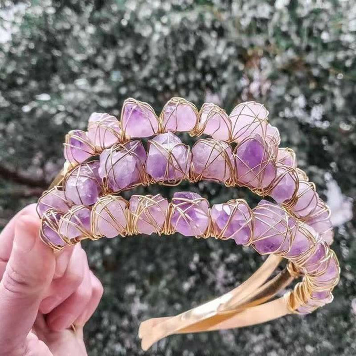 (Clearance 30% OFF / CODE: OFF30) - Olivenorma Handcrafted Hairpiece Amethyst Crystal Crow