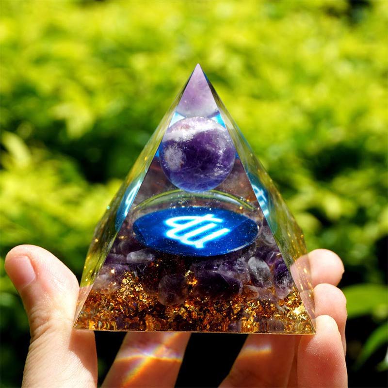 Olivenorma Amethyst Virgo Zodiac Orgone Pyramid