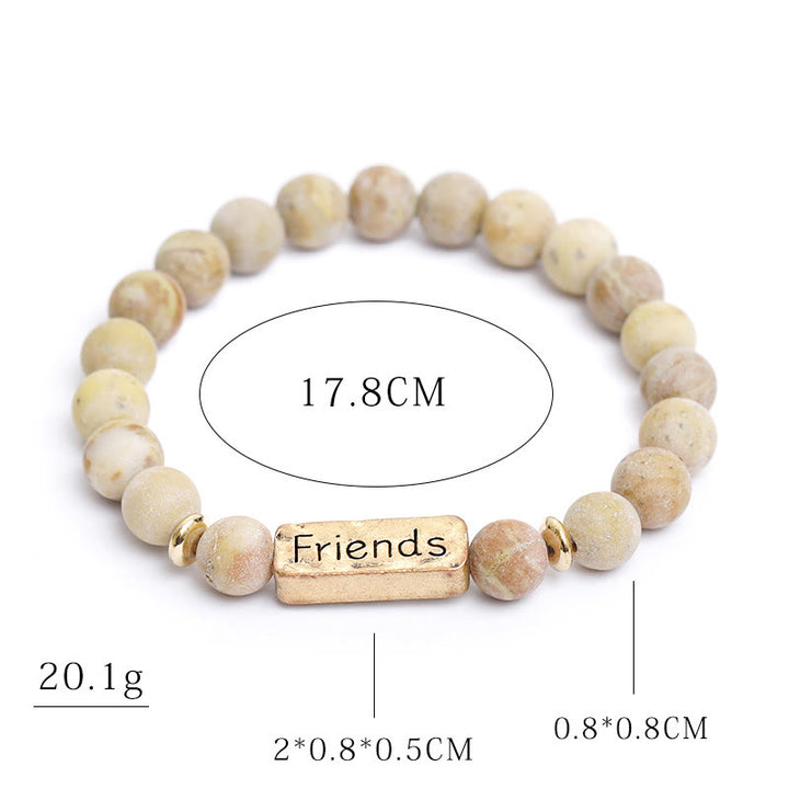 Olivenorma Natural Gemstone Friends Engraving Bracelet