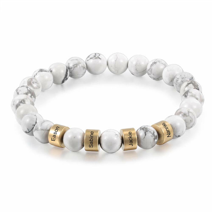 Olivenorma Natural Stone Engraving Personalized Beads Men Bracelet