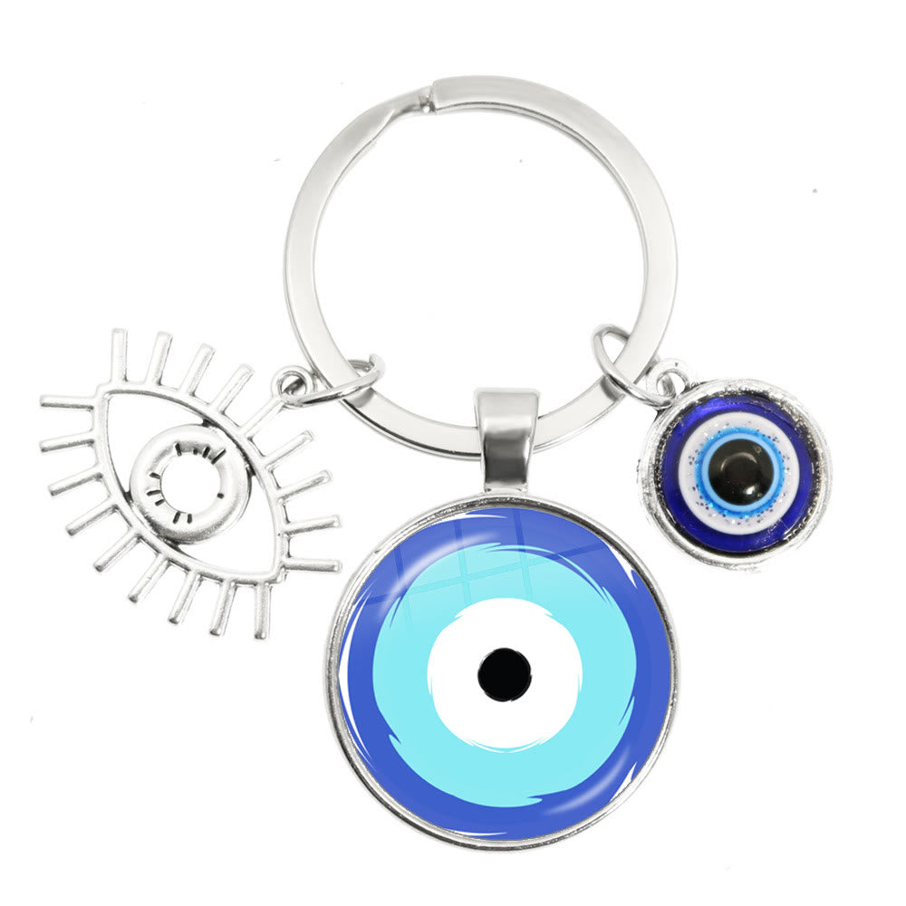 Olivenorma Blue Evil Eye Hamsa Epoxy Keychain