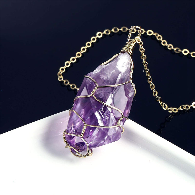 Olivenorma Amethyst Crystal Healing Necklace