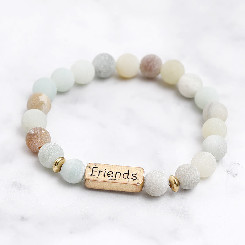 Olivenorma Natural Gemstone Friends Engraving Bracelet