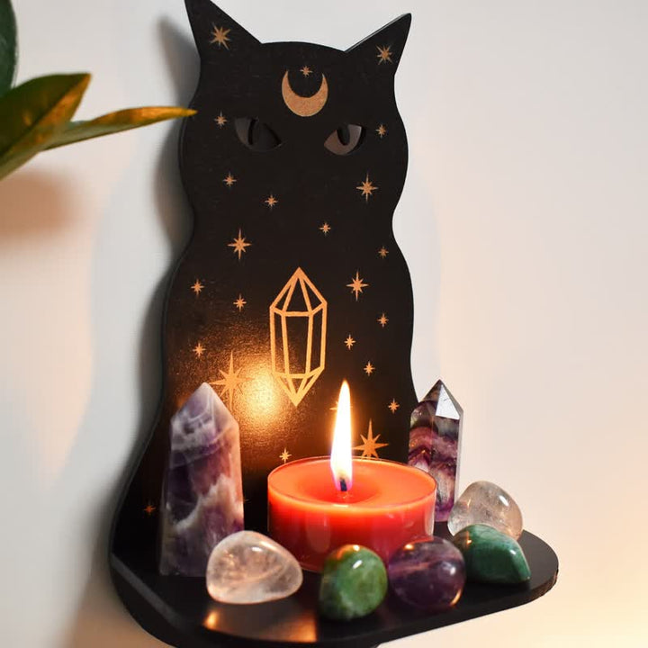 Olivenorma Celestial Cat Altar Crystal Shelf