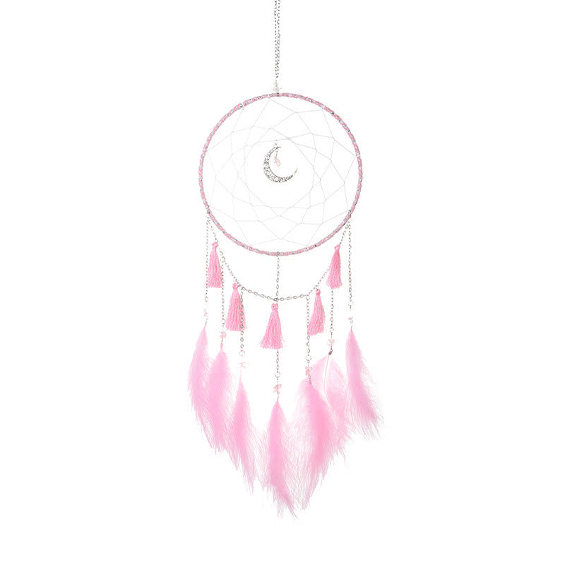 Olivenorma Fairy White Feather Moon Pendant Dream Catcher