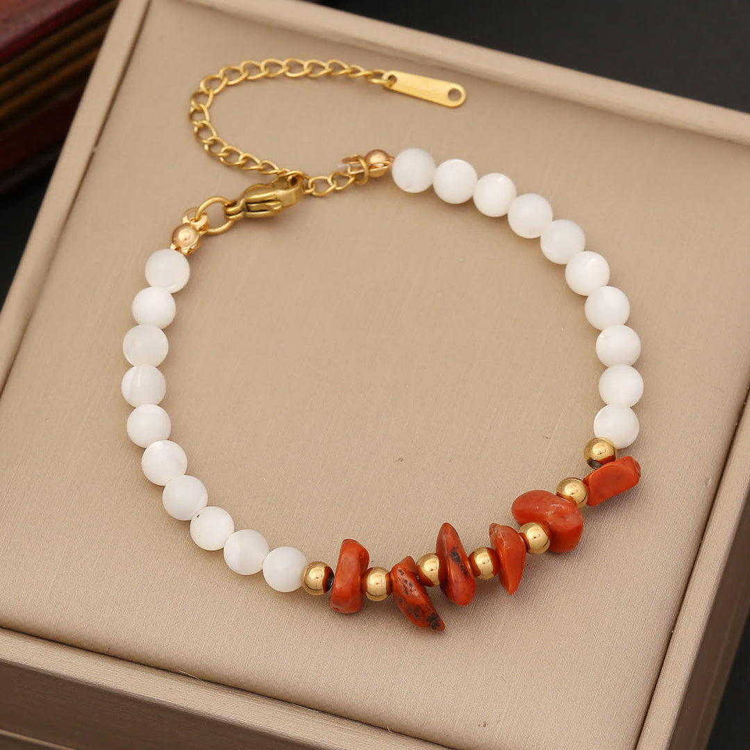 Olivenorma Natural Irregular Stone & Shell Jewelry Bracelet