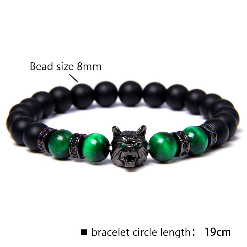 Dark Green Tiger Eye Wolf Bracelet