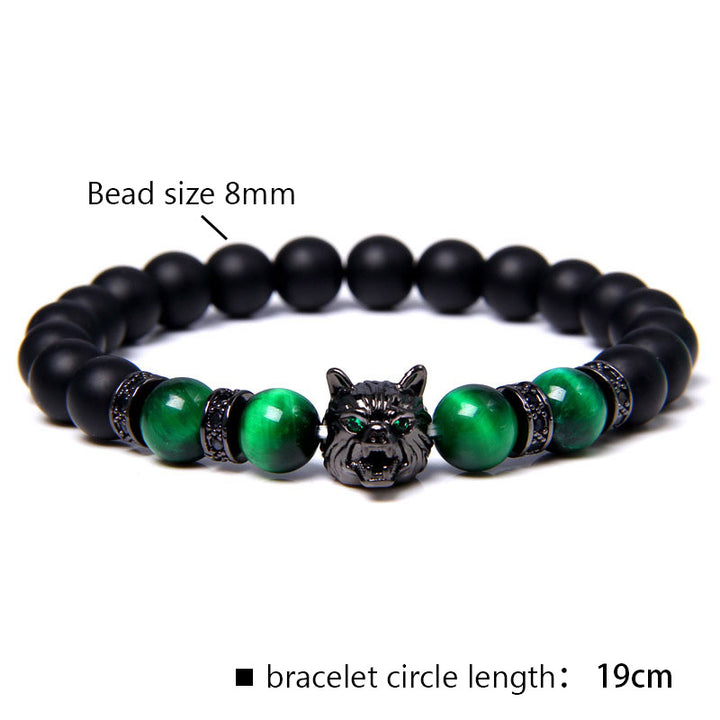 Dark Green Tiger Eye Wolf Bracelet