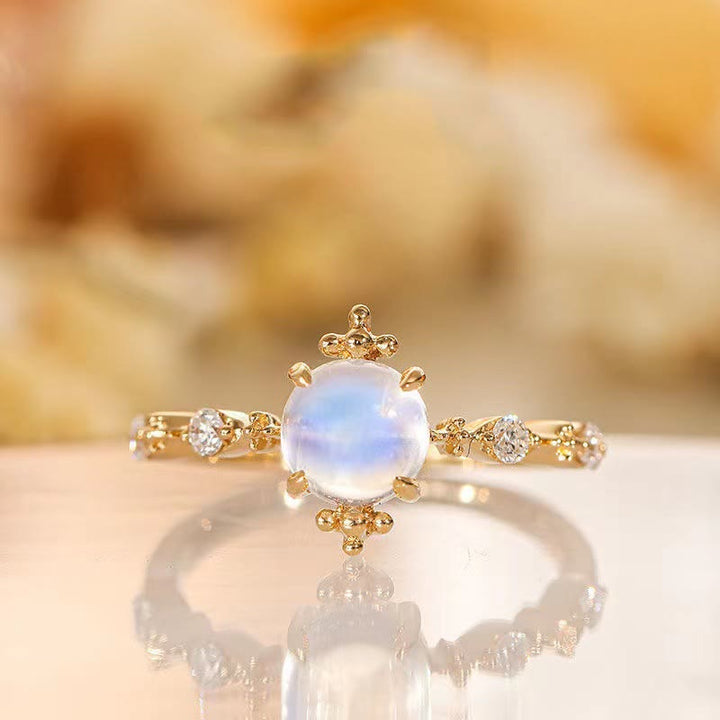 Olivenorma Moonstone White Zircon Light Luxury Simple Adjustable Ring