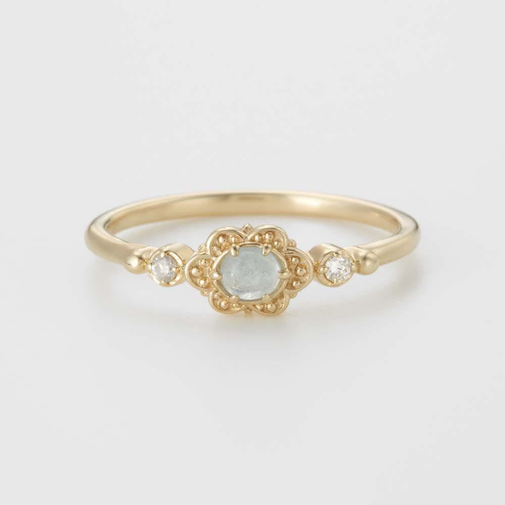 Olivenorma Vintage Natural Aquamarine Daisy Flowers Ring