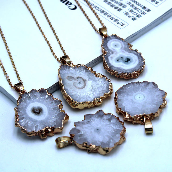 Olivenorma Natural Crystal Geode Pendant