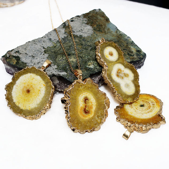 Olivenorma Natural Crystal Geode Pendant