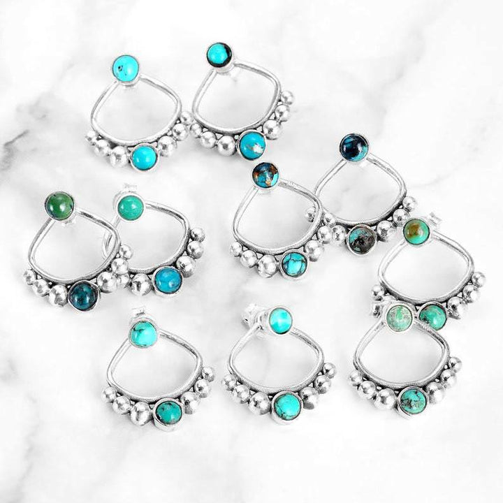 Olivenorma Turquoise Round Bead Stud Earrings