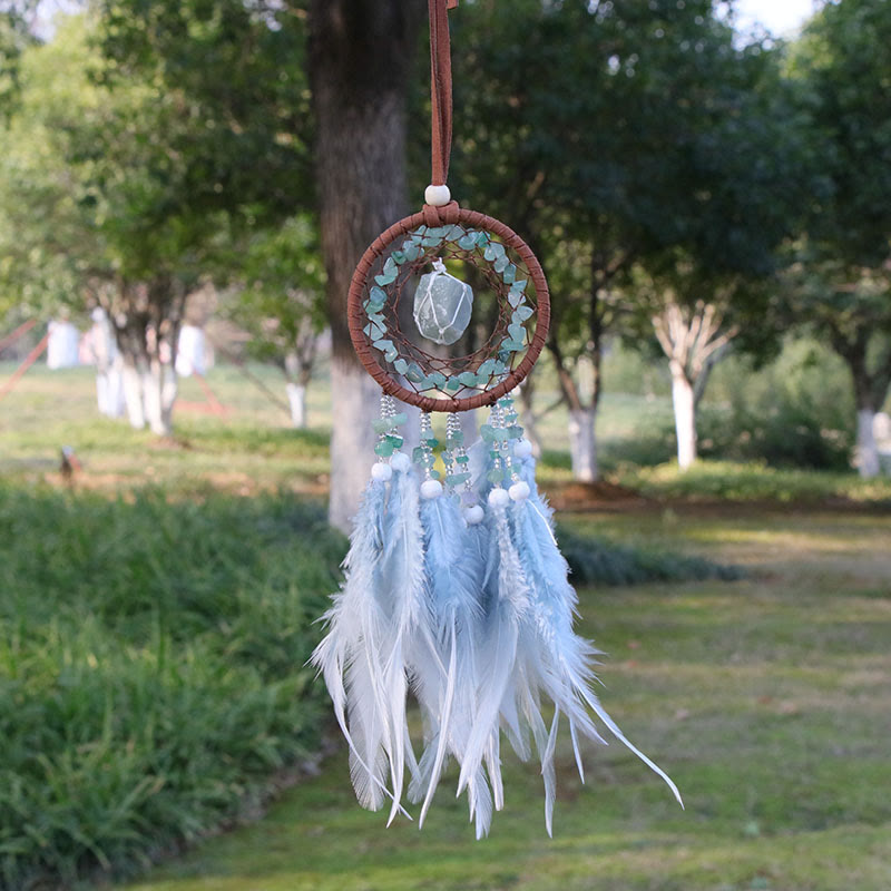 Olivenorma Natural Crystal Agate Pendant Charm Round Dream Catcher