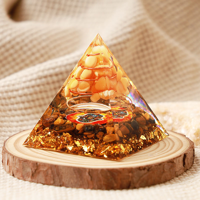 Olivenorma Sun Stone With Tiger Eye Hamsa Orgone Pyramid