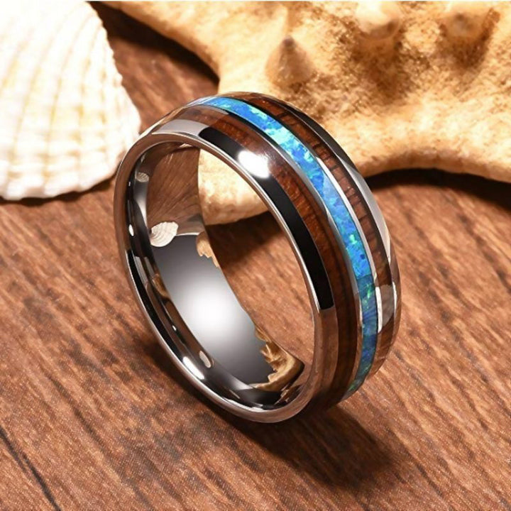 FREE Today: Koa Wood and Abalone Shell Tungsten Ring - image 0