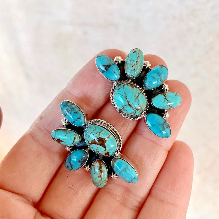 Olivenorma Vintage Bohemia Style Natural Stones Turquoise Earrings