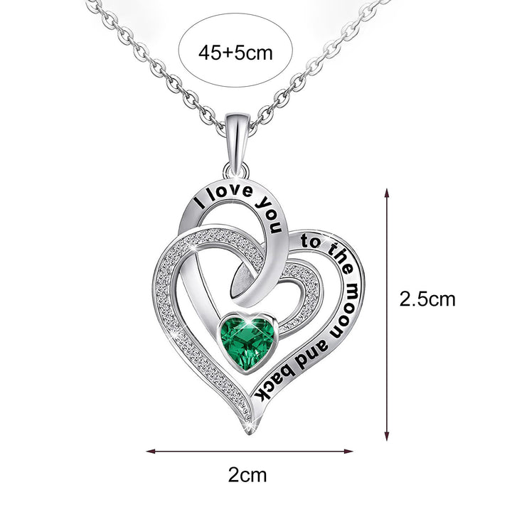 Olivenorma Hearts and Hearts Birthstone Necklace